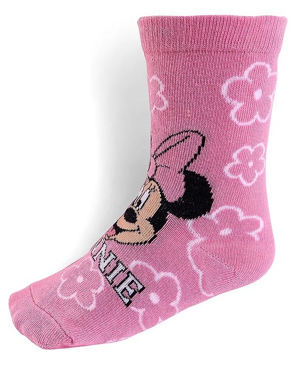 Cute Walk By Babyhug Knit Antibacterial Socks With Minnie Mouse Graphics Pack Of 3 - Yellow Pink & Blue