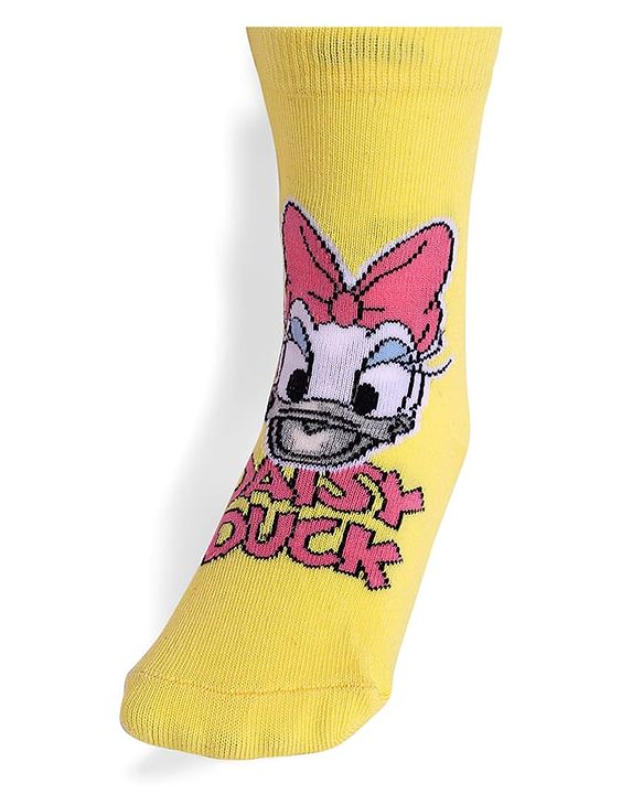 Cute Walk By Babyhug Knit Antibacterial Socks With Minnie Mouse Graphics Pack Of 3 - Yellow Pink & Blue