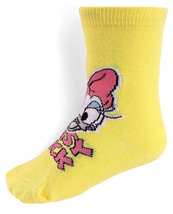 Cute Walk By Babyhug Knit Antibacterial Socks With Minnie Mouse Graphics Pack Of 3 - Yellow Pink & Blue