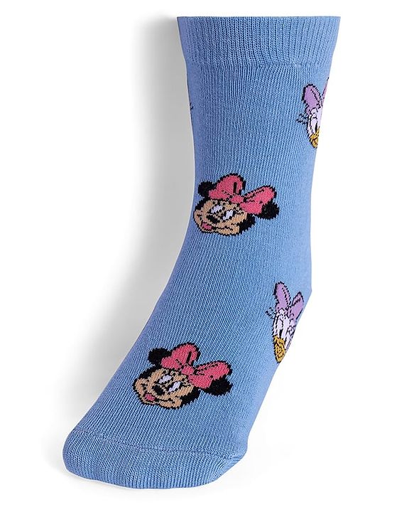 Cute Walk By Babyhug Knit Antibacterial Socks With Minnie Mouse Graphics Pack Of 3 - Yellow Pink & Blue