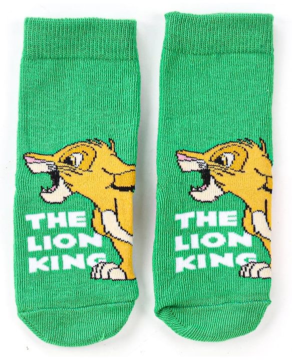 Cute Walk by Babyhug Disney Knit Ankle Length Antibacterial Socks With Lion King Graphics Pack Of 3 - Green Yellow & Blue