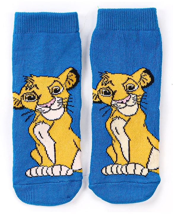 Cute Walk by Babyhug Disney Knit Ankle Length Antibacterial Socks With Lion King Graphics Pack Of 3 - Green Yellow & Blue