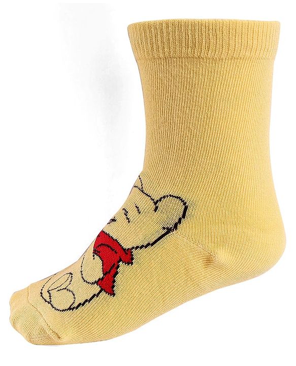 Cute Walk By Babyhug Knit Antibacterial Socks With Winnie The Pooh Graphics Pack Of 3 - Yellow & White