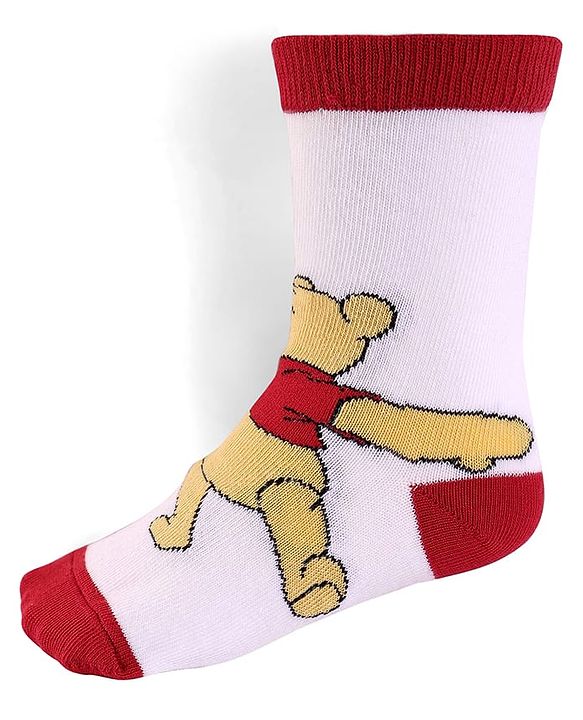 Cute Walk By Babyhug Knit Antibacterial Socks With Winnie The Pooh Graphics Pack Of 3 - Yellow & White