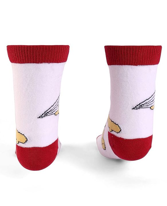 Cute Walk By Babyhug Knit Antibacterial Socks With Winnie The Pooh Graphics Pack Of 3 - Yellow & White