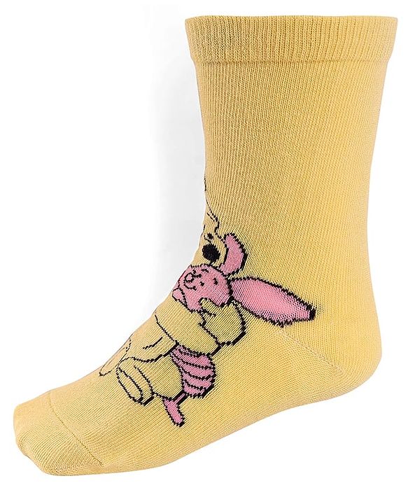 Cute Walk By Babyhug Knit Antibacterial Socks With Winnie The Pooh Graphics Pack Of 3 - Yellow & White