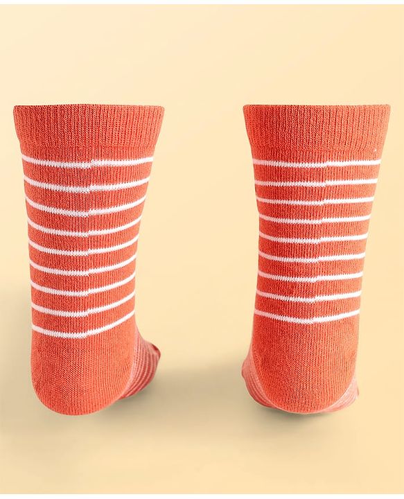 Pine Kids Marvel Knit Antibacterial Socks With Stripes & Avengers Graphics Pack Of 3 - Orange Light Blue & Grey