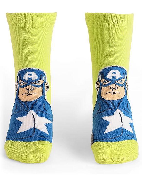 Pine Kids Marvel Knit Antibacterial Socks With Avenger Graphics Pack Of 3 - Red Blue & Green