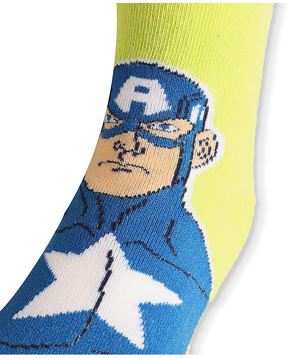 Pine Kids Marvel Knit Antibacterial Socks With Avenger Graphics Pack Of 3 - Red Blue & Green