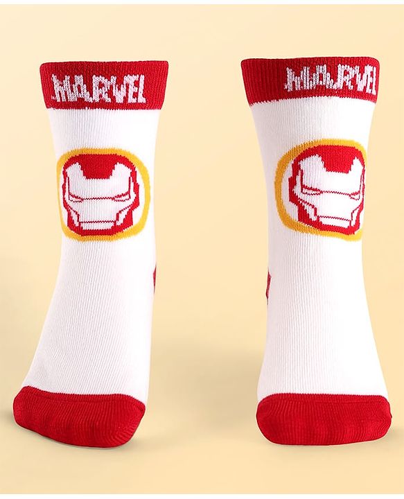 Pine Kids Marvel Knit Antibacterial Socks With Avengers Graphics Pack Of 3 - Green Light Blue & White