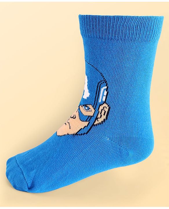 Pine Kids Marvel Knit Antibacterial Socks With Avengers Graphics Pack Of 3 - Red Blue & White
