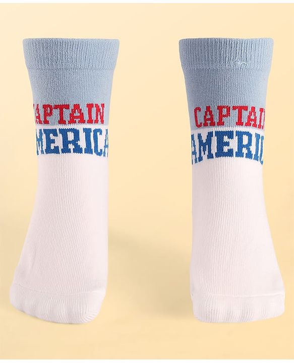 Pine Kids Marvel Knit Antibacterial Socks With Avengers Graphics Pack Of 3 - Red Blue & White