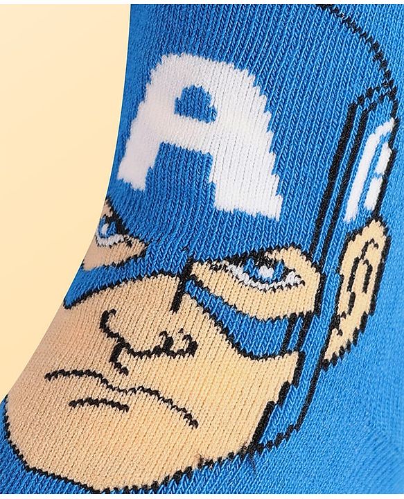 Pine Kids Marvel Knit Antibacterial Socks With Avengers Graphics Pack Of 3 - Red Blue & White