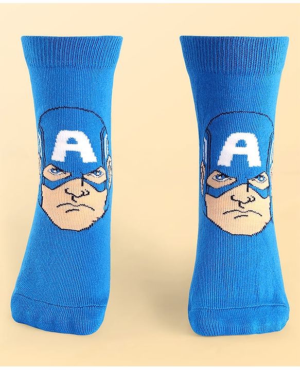 Pine Kids Marvel Knit Antibacterial Socks With Avengers Graphics Pack Of 3 - Red Blue & White