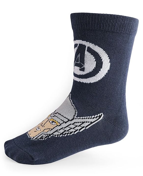 Pine Kids Marvel Knit Antibacterial Socks With Avengers Graphics Pack Of 3 -  Black Navy Blue & Brown