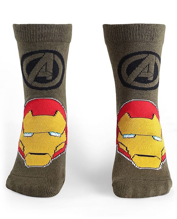 Pine Kids Marvel Knit Antibacterial Socks With Avengers Graphics Pack Of 3 -  Black Navy Blue & Brown