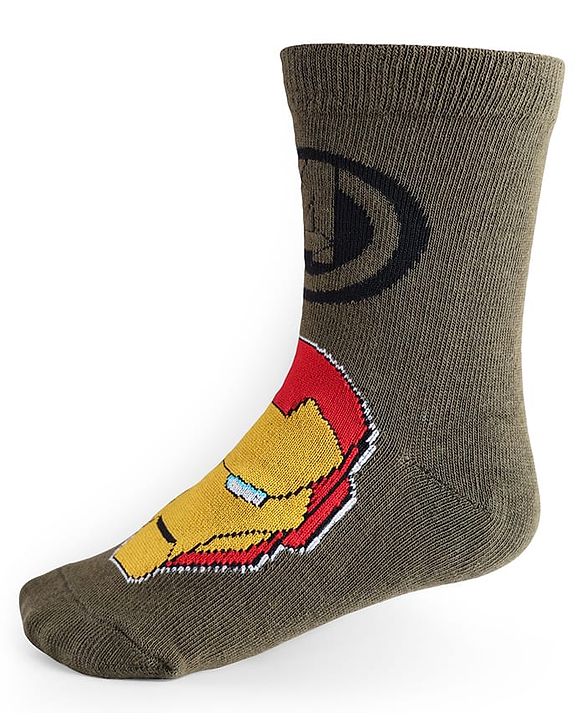 Pine Kids Marvel Knit Antibacterial Socks With Avengers Graphics Pack Of 3 -  Black Navy Blue & Brown