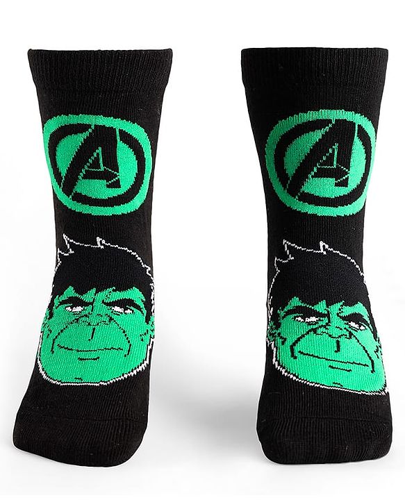 Pine Kids Marvel Knit Antibacterial Socks With Avengers Graphics Pack Of 3 -  Black Navy Blue & Brown