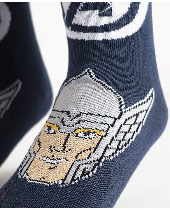 Pine Kids Marvel Knit Antibacterial Socks With Avengers Graphics Pack Of 3 -  Black Navy Blue & Brown