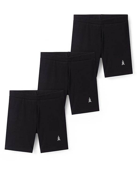 Pine Kids Cotton Lycra Knit Above Knee Length Solid Colors Cycling Shorts Pack of 3 (Color May Vary)