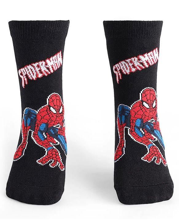 Pine Kids Marvel Knit Antibacterial Socks With Spider Man Graphics Pack Of 3 - Red Black & Grey
