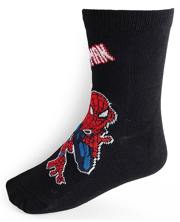 Pine Kids Marvel Knit Antibacterial Socks With Spider Man Graphics Pack Of 3 - Red Black & Grey