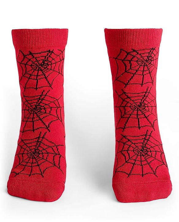 Pine Kids Marvel Knit Antibacterial Socks With Spider Man Graphics Pack Of 3 - Red Black & Grey