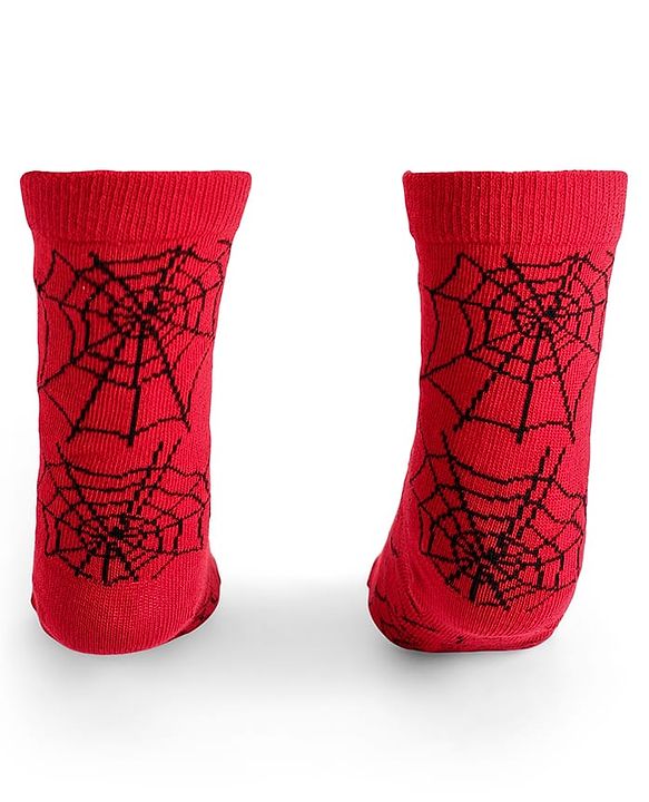 Pine Kids Marvel Knit Antibacterial Socks With Spider Man Graphics Pack Of 3 - Red Black & Grey