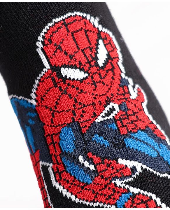 Pine Kids Marvel Knit Antibacterial Socks With Spider Man Graphics Pack Of 3 - Red Black & Grey