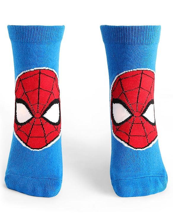 Pine Kids Knit Antibacterial Socks With Spider Man Graphics Pack Of 3 - Red Blue & Green