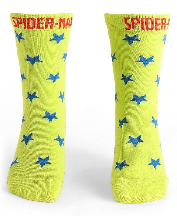 Pine Kids Knit Antibacterial Socks With Spider Man Graphics Pack Of 3 - Red Blue & Green