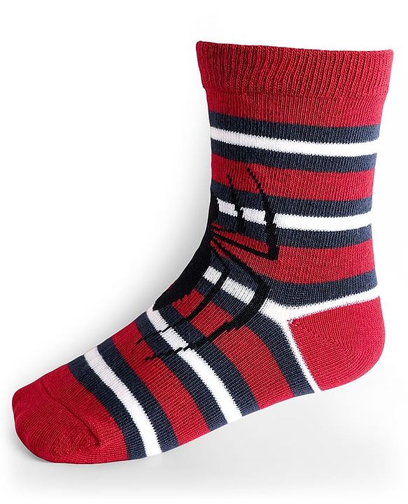 Pine Kids Knit Antibacterial Socks With Spider Man Graphics Pack Of 3 - Red Blue & Green