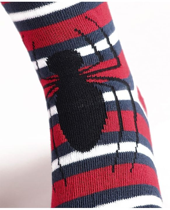 Pine Kids Knit Antibacterial Socks With Spider Man Graphics Pack Of 3 - Red Blue & Green