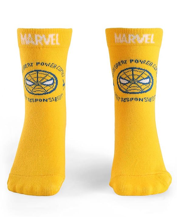 Pine Kids Knit Antibacterial Socks With Spider Man Graphics Pack Of 3 - Red Yellow & Blue