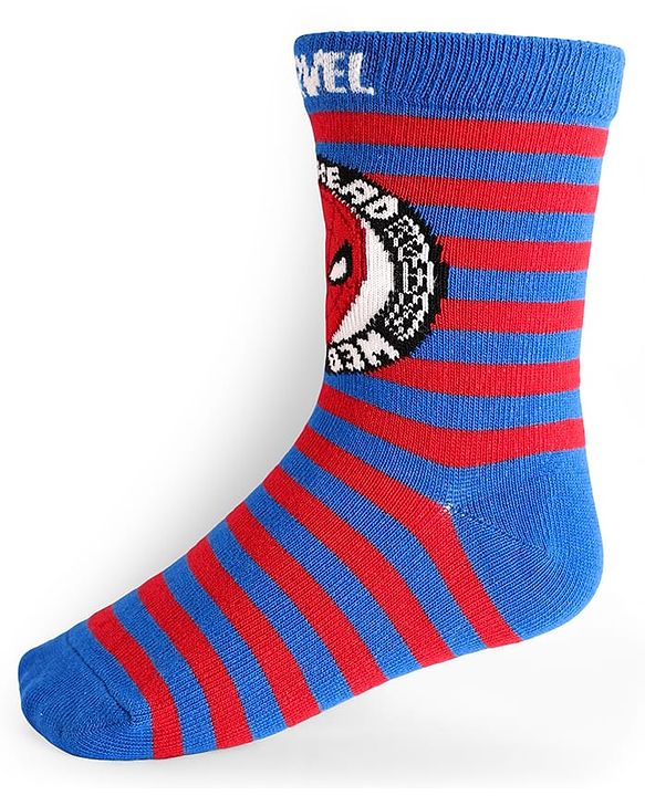 Pine Kids Knit Antibacterial Socks With Spider Man Graphics Pack Of 3 - Red Yellow & Blue