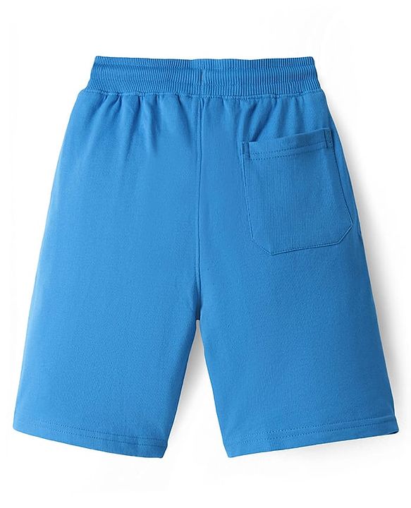 Pine Kids Looper Knit Knee Length Shorts with Soccer Text Print - Blue & White