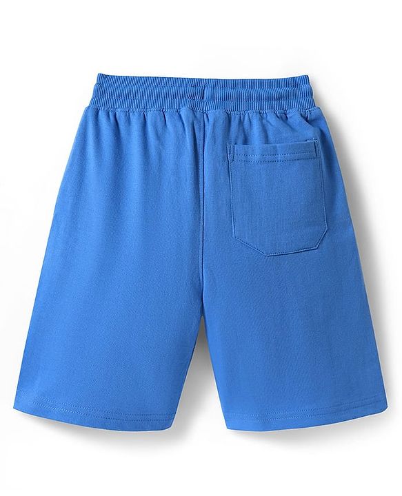 Pine Kids Looper Knit Knee Length Shorts with Patch Detailing - Blue