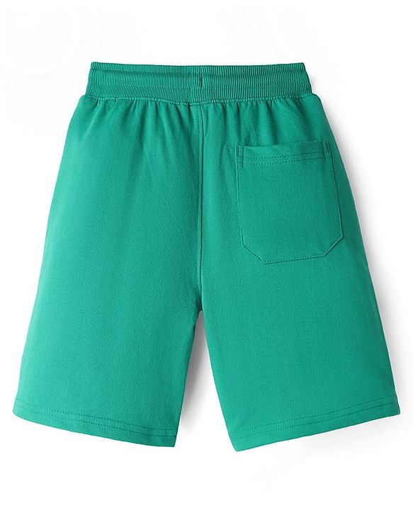 Pine Kids Looper Knit Knee Length Cut & Sew Shorts with Champ Text Print - Green & Purple