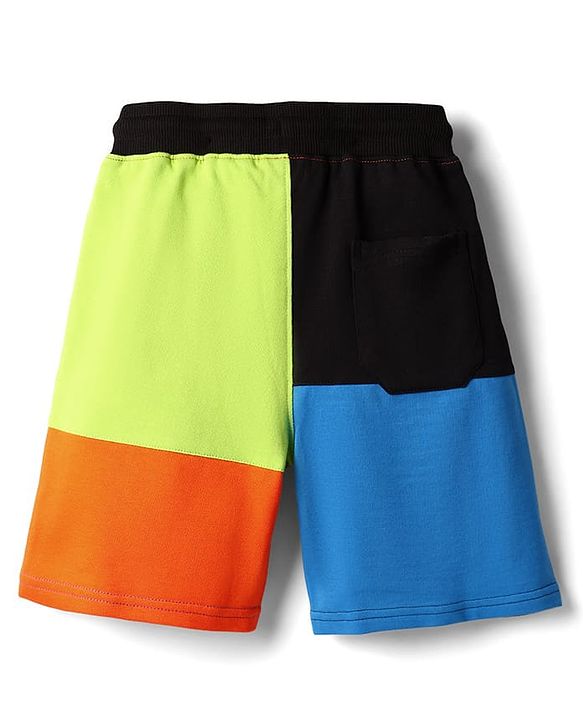 Pine Kids Looper Knit Knee Length Cut & Sew Shorts With Text Print - Multicolour