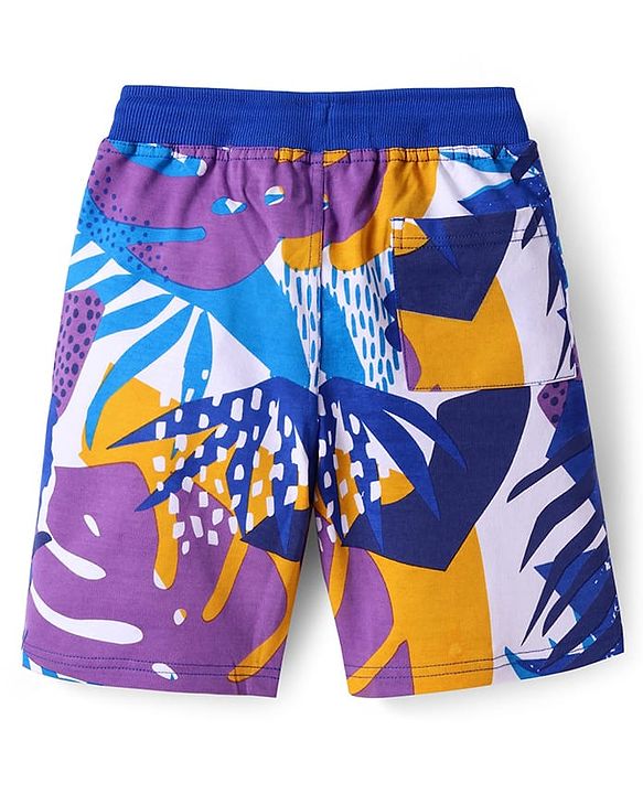 Pine Kids Looper Knit Above Knee Length Shorts with Abstract Print - Blue