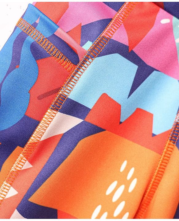 Pine Active Full Length Super Stretch Leggings with Abstract Print - Navy Blue