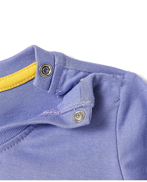 Babyhug Cotton Knit Half Sleeves T-Shirt with Team Awesome  Print - Purple