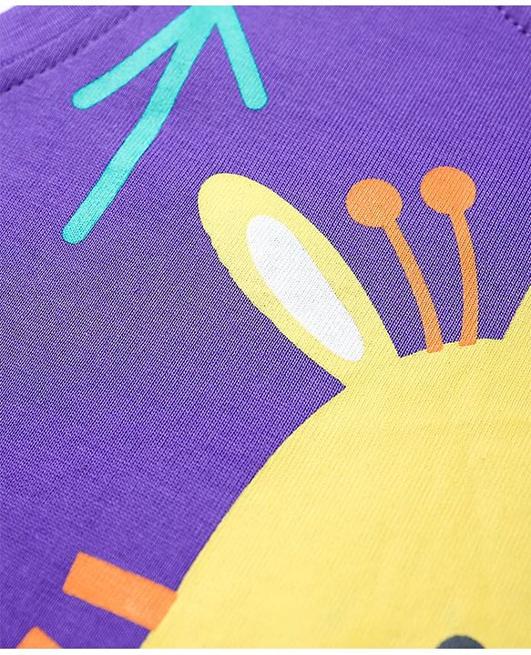 Babyhug Cotton Knit Sleeveless Tank T-Shirt With Animal Graphics - Purple