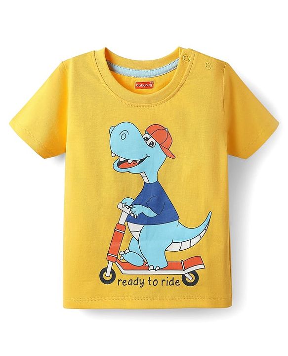 Babyhug Cotton Knit Half Sleeves T-Shirts with Skating Print Pack of 3 - Yellow Orange & Grey