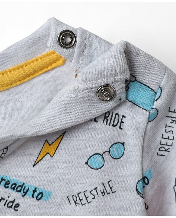 Babyhug Cotton Knit Half Sleeves T-Shirts with Skating Print Pack of 3 - Yellow Orange & Grey