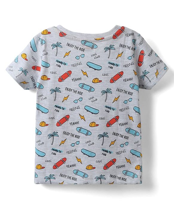 Babyhug Cotton Knit Half Sleeves T-Shirts with Skating Print Pack of 3 - Yellow Orange & Grey