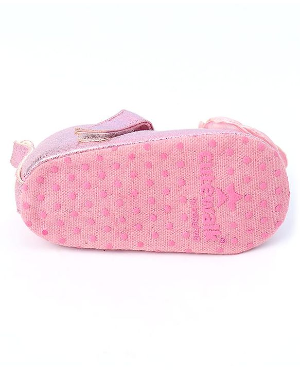 Cute Walk by Babyhug Velcro Closure Booties with Floral Applique - Pink