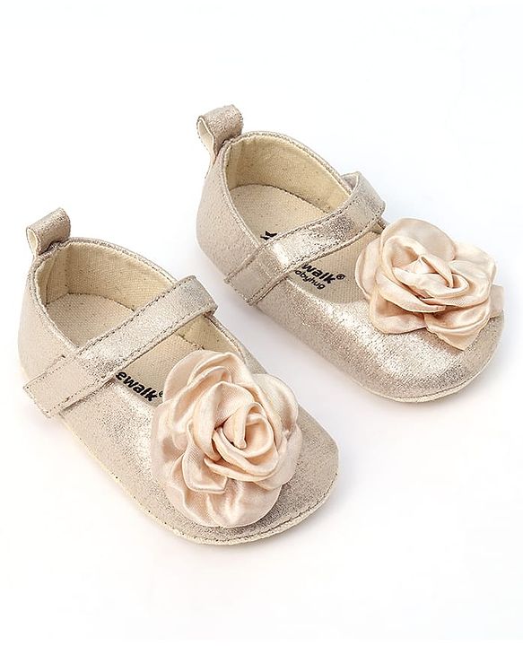Cute Walk by Babyhug Velcro Closure Booties with Floral Applique - Pink