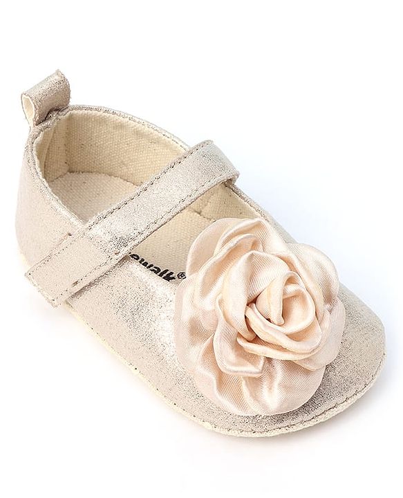 Cute Walk by Babyhug Velcro Closure Booties with Floral Applique - Pink