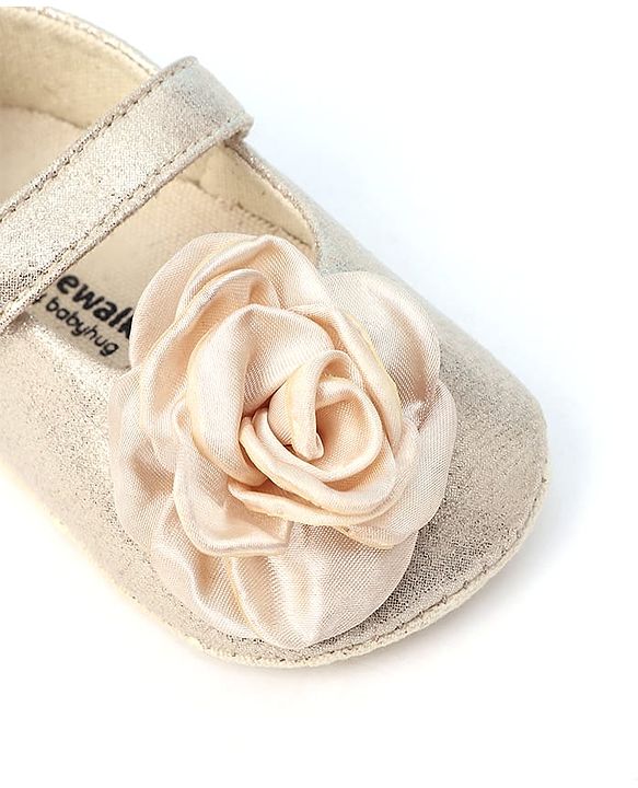 Cute Walk by Babyhug Velcro Closure Booties with Floral Applique - Pink